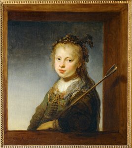 Mała dziewczynka jako pasterka ... autorstwa Govaert Flinck