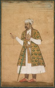Dworzanin, być może Khan Alam, trzymający spinel i dekański miecz, 1605-1610. autorstwa Govardhan