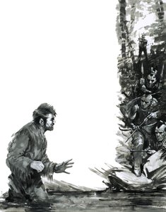 Alexander Mackenzie jest zagrożony przez Indian, gdy przedziera się przez rzekę autorstwa Graham Coton