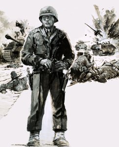Generał George C. Patton (gwasz na papierze) autorstwa Graham Coton