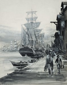 Scena portowa (gwasz na papierze) autorstwa Graham Coton