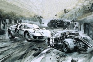 Wyścig Le Mans w 1967 roku (gwasz na papierze)