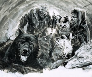 Vilhjalmar Stefansson odkrył blond Eskimosów (gwasz na papierze) autorstwa Graham Coton