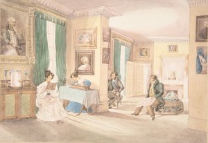 Wnętrze w Hatton, Warwickshire, 1820-30. autorstwa Granddaughters of Dr. Samuel Parr.