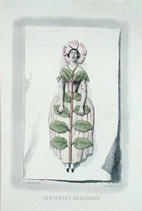 Barwinek zwiędły, z „Les Fleurs Animees”, grawerowane przez Charlesa Geoffroya (1819-82) autorstwa Grandville
