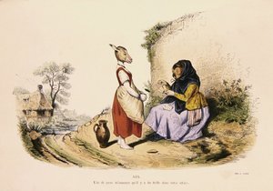 „Sowa wróżąca osła”, karykatura z serii „Les Metamorphoses du Jour”, przedruk 1854 (kolorowa rycina) autorstwa Grandville