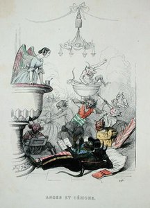 Anioły i demony, ilustracja z „Innego świata” autorstwa Grandville
