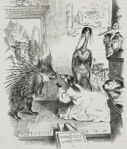 Pies i jeżozwierz, karykatura Jean-Jacques Grandville (1803-1847), litografia Giovanniego Mariani z Polioramy Pittoresco, nr 38, 30 kwietnia autorstwa Grandville