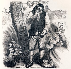 Żołądź i dynia (Le gland et la citrouille) - Bajki La Fontaine autorstwa Grandville
