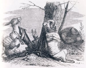Osioł i pies - Bajki La Fontaine autorstwa Grandville
