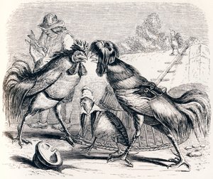 Kuropatwa i dwie pieczenie - Bajki La Fontaine autorstwa Grandville