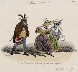 Les Metamorphoses du Jour, nr 27 (lito ręcznie kolorowane) autorstwa Grandville