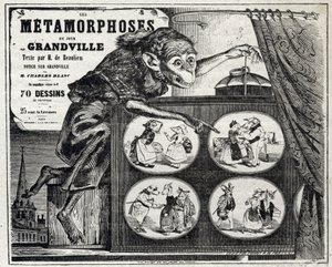 Literatura. The Daily Metamorphosis autorstwa karykaturzysty Jeana Jacquesa Grandville