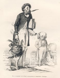 Wielkim błędem było odebranie naszym poetom klasycznego kagańca. Ilustrowane winiety autorstwa JJ Granville. Rycina sygnowana Breviere w części zatytułowanej "Le premier feuilleton de Pistolet" napisana przez Jules Janin w "Scenes de la vie privee et publi autorstwa Grandville