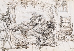Śpiąca królewna, ilustracja do bajki Charlesa Perraulta (1628-1703), rycina Grandville (1803-1847) autorstwa Grandville