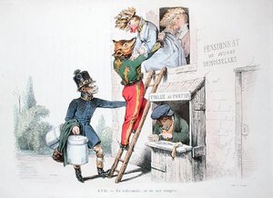 Porwanie lub podstęp, karykatura z serii „Les Metamorphoses du Jour”, przedruk 1854 (kolorowa grawerunek) autorstwa Grandville