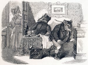 Szczur miejski i szczur polny - Bajki La Fontaine autorstwa Grandville