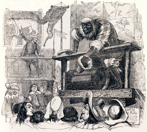 Małpa i lampart (Le singe et le leopard) - Bajki La Fontaine autorstwa Grandville