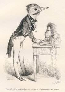 Będziesz wielkim uczonym i zamierzam ogłosić to światu. Winiety ilustrowane przez JJ Granville. Grawer sygnowany Tamisier w dziale pt. autorstwa Grandville