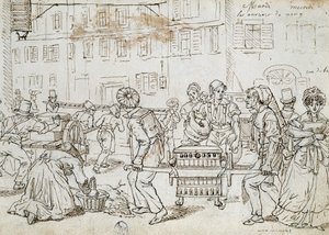 Robotnicy Nancy, rysunek Jean-Jacques Grandville (1803-1847), Francja autorstwa Grandville