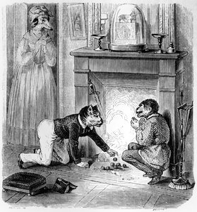 Małpa i kot, ilustracja do „Bajek” La Fontaine (1621-95), wyd. H. Fournier Aine, 1838