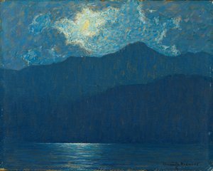 Wschód słońca nad wyspą Catalina (olej na pokładzie) autorstwa Granville Redmond