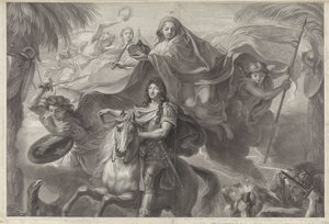 Alegoryczny portret konny Ludwika XIV, króla Francji autorstwa Gérard Edelinck