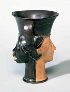 Attic Janiform Kantharos Cup, ok. 470 p.n.e. (ceramika) autorstwa Greek