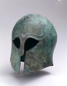 Brązowy hełm archaiczny typu korynckiego, ok.600-575 pne (brąz) autorstwa Greek