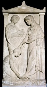 Sztuka grecka: „Pokojówka pomaga pani zdjąć sandał” Pończochy z marmuru z IV wieku p.n.e. Ateny, Narodowe Muzeum Archeologiczne autorstwa Greek