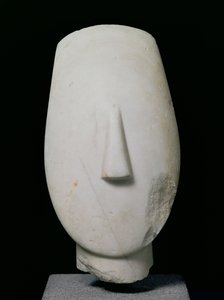 Głowa kobiety, fragment posągu z Keros, wczesny okres cykladzki II, ok. 2700-2400 pne (marmur)