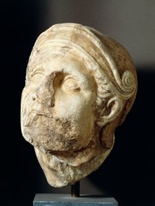 Głowa wojownika autorstwa Skopasa (340-420 pne) przed świątynią Ateny Alea w Tegea, IV wiek p.n.e. (zdjęcie) autorstwa Greek