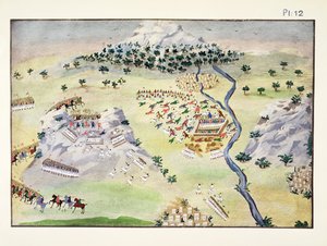 Bitwy między Turkami i Grekami pod Karpenisi i Kaliakouda, tablica 12 z obrazowej historii greckiej wojny o niepodległość generała Makryjannisa autorstwa Greek School