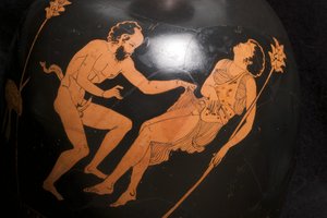 Szczegół czerwonej postaci przysadzistego lekythosa (terakota) (zob. też 325673) autorstwa Greek School
