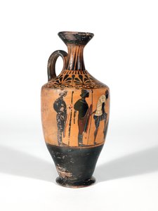 Lekythos, Wojownicy uzbrajający się do bitwy, 510-500 p.n.e. autorstwa Greek School