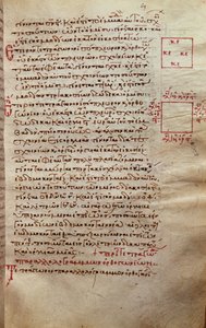 Strona tekstu z figurami geometrycznymi, z Elementów Euklidesa (III wiek p.n.e.) autorstwa Greek School