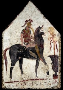 Malowana płyta tzw. czarny jeździec z Paestum, Andriuolo, grób 58 autorstwa Greek School