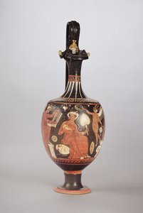 Czerwono-biała figura Oinochoe, ok. 310 pne (ceramika) autorstwa Greek School