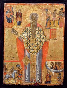 Św. Charalambos, ikona z Macedonii, koniec XVI w. (tempera na desce) autorstwa Greek School