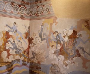 Niebieskie małpy, fresk z kompleksu B, sala 6 Akrotiri, Thera (dziś Santorini) (Grecja). Cywilizacja minojska