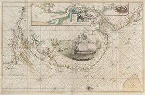 Mapa wschodniego wybrzeża od Barton w Lincolnshire do Dover w hrabstwie Kent