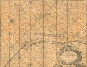 Mapa Yarmouth i okolicznych piasków, ok. 1700 r. (kolorowa rycina)