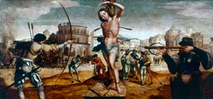 Męczeństwo św. Sebastiana, XVI w. autorstwa Gregorio Lopez