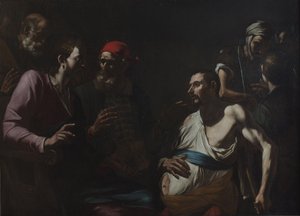 Uzdrowienie mężczyzny z opuchlizną, ok. 1630 r. autorstwa Gregorio Preti