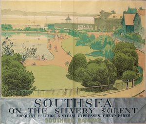 „Southsea on the Silvery Solent”, plakat reklamujący Southern Railways