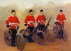 „Rowerzyści – Fizylierzy Lancashire”, 1900. autorstwa Gregory and Co