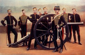 „Sierżanci Królewskiej Artylerii Konnej z 12-funtówką”, 1900. autorstwa Gregory and Co