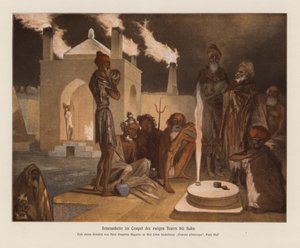 Czciciele w Ateshgah w Baku (kolorowa litografia)