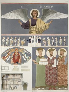 Freski z cerkwi w Nekrssi koło Dydony, tablica 48 z „Le Caucase pittoresque dessine apres nature”, z tekstem hrabiego Ernesta Stackelberga, opublikowana w 1847 r. autorstwa Grigori Grigorevich Gagarin