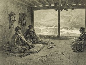 Wykład o szariacie w Khosrakh, Dagestan, tablica 50 z książki o Kaukazie, rycina Adolphe Mouilleron (1820-81) wydanej przez Alfred Leon Lemercier, Paryż, 1847 autorstwa Grigori Grigorevich Gagarin